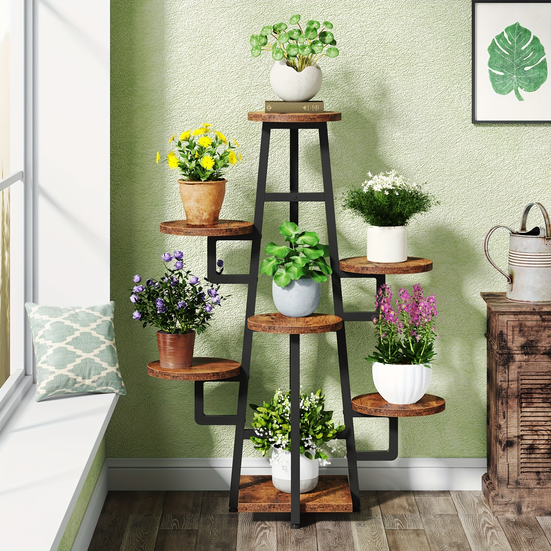 

Little Tree Indoor 7 Tiers Tall Plant Stand, Wooden Plant Shelf For Multiple Plants, Corner Plant Pots Holder Rack Flower Stand Shelf Planter Organizer For Living Room, Balcony, Garden