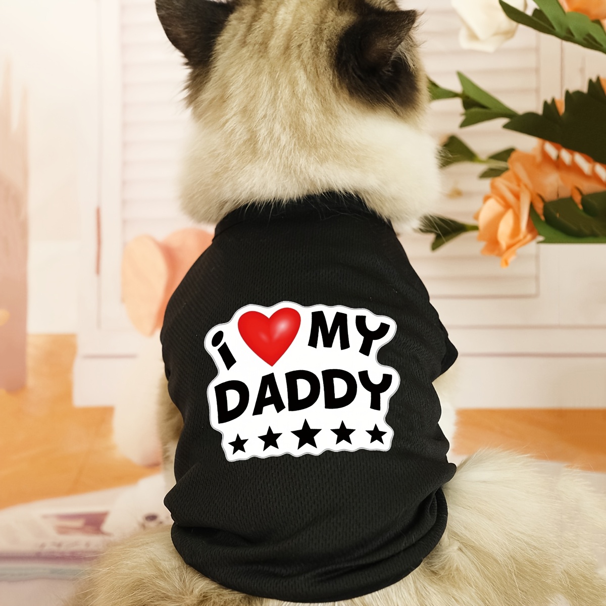 TEMU Veste d'été pour chat, vêtements fins pour chien, vêtements manches pour chat avec lettres imprimées, veste respirante pour animal de compagnie,