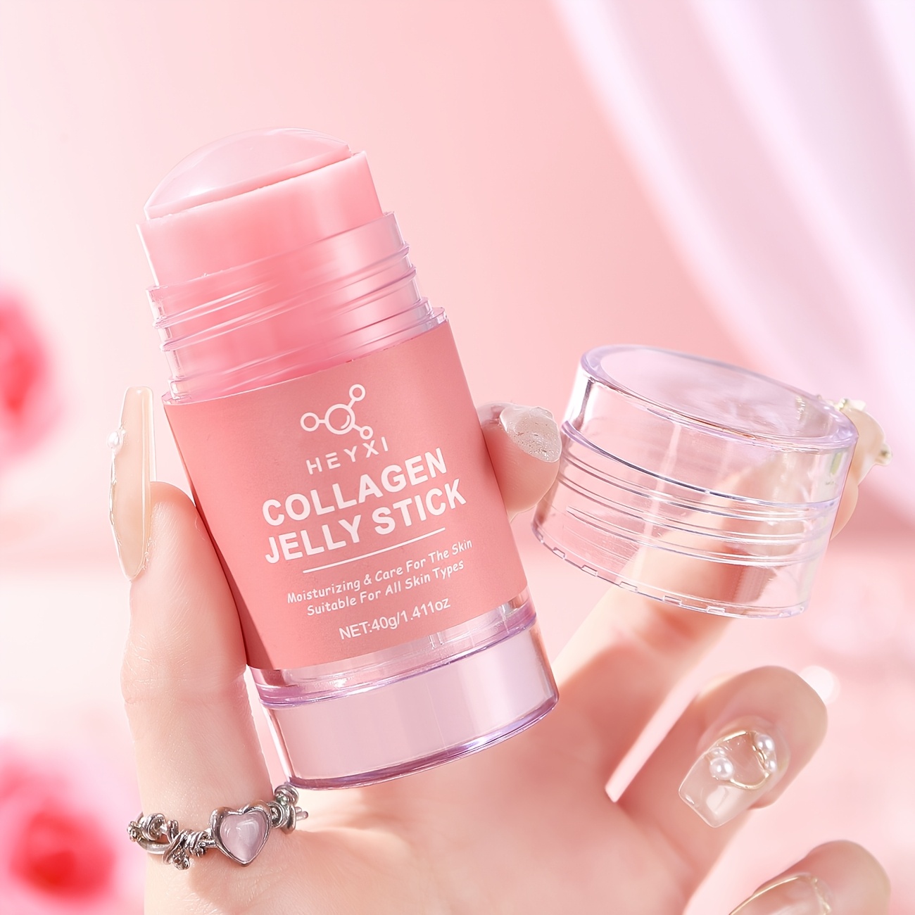 Image of Collagen Face And Neck Jelly Stick, Hydrating Moisturizing Cream, Provides Skin Nourishment For Smooth, Skin. Suitable For Day And Night Use, Types