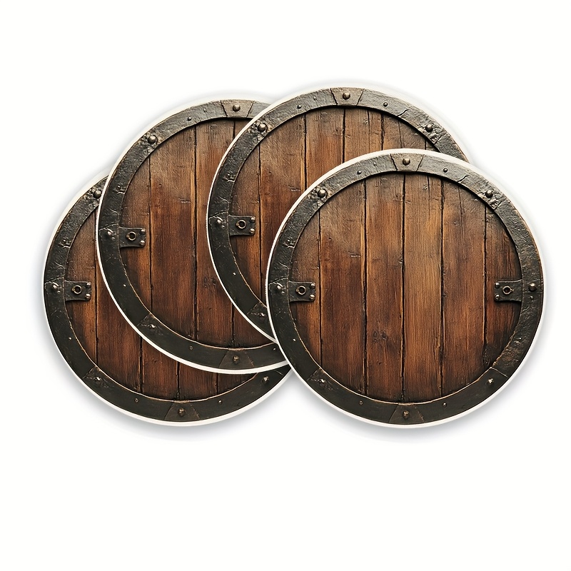 TEMU Ensemble de 4, Nappe ronde pour l'été et , avec un design de vintage usé, antidérapant, lavable en machine, durable et facile à nettoyer,