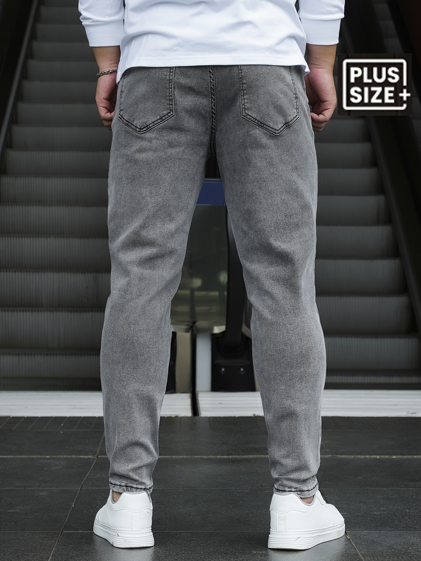 Men's Plus Size Loose Fit Cotton Jeans - Stylish Pants With Pockets