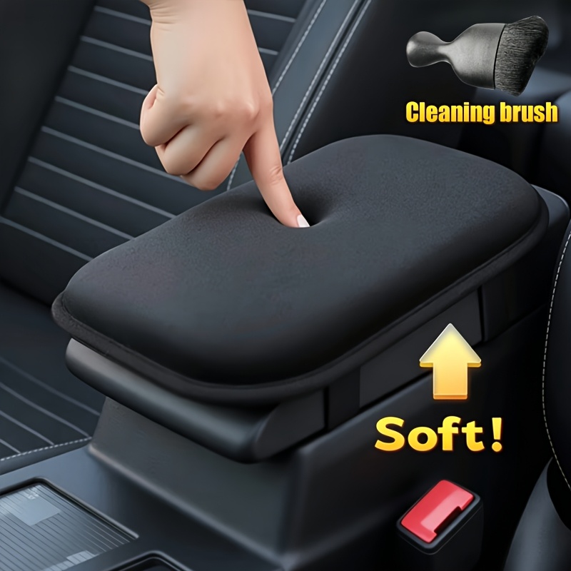 TEMU 1pc Car Armrest Pad With 1pc Car Interior Cleaning Brush, Center Console Extension , Suitable For Vehicle , Armrest Covers