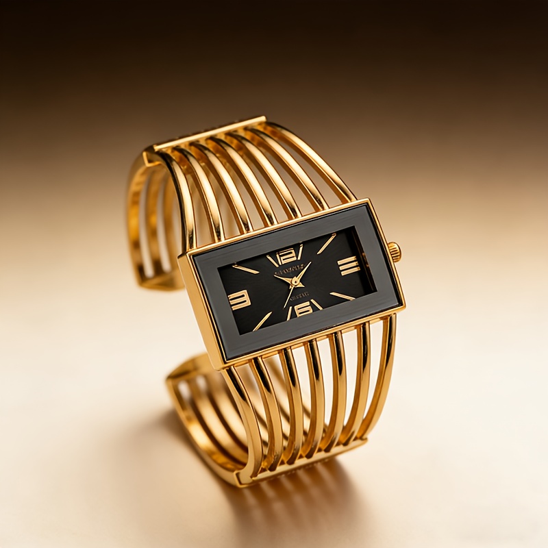vintage golden-tone vintage square quartz women display picture 1