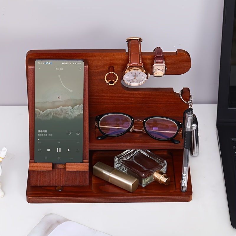1pc wooden phone docking station key wallet watch phone Temu Germany
