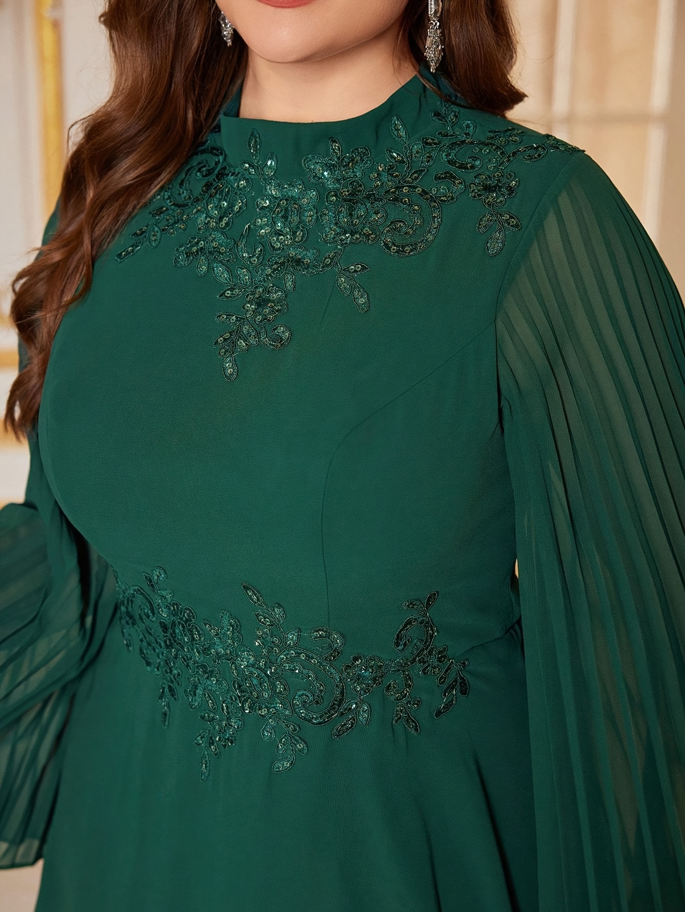 plus size elegant beaded green maxi dress fit long - Temu Oman