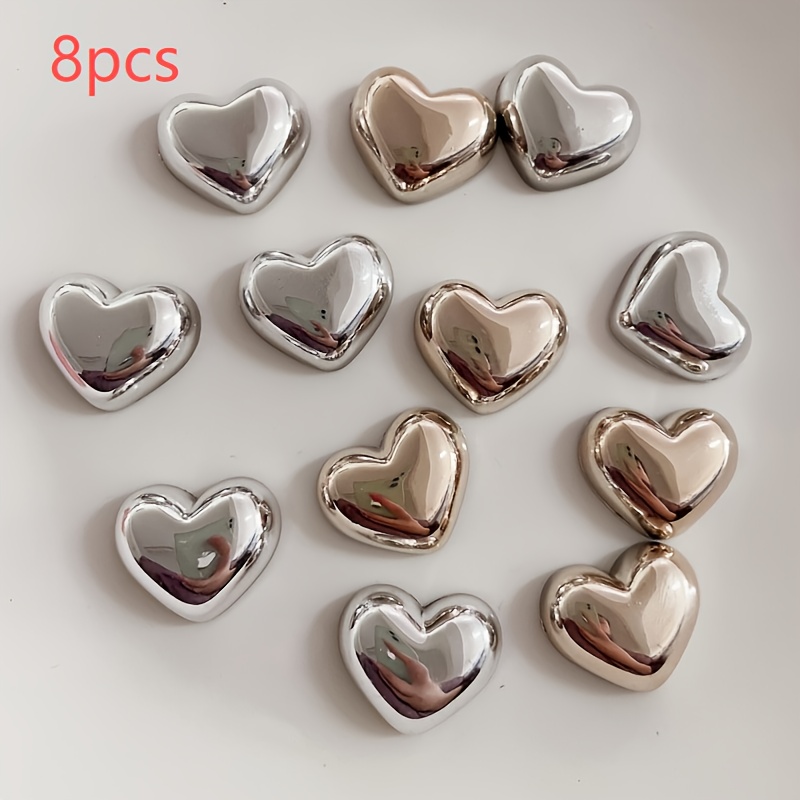 8pcs Electroplated Metal Heart Creative Fridge Magnets Message Board Fixed Magnets Home Decoration