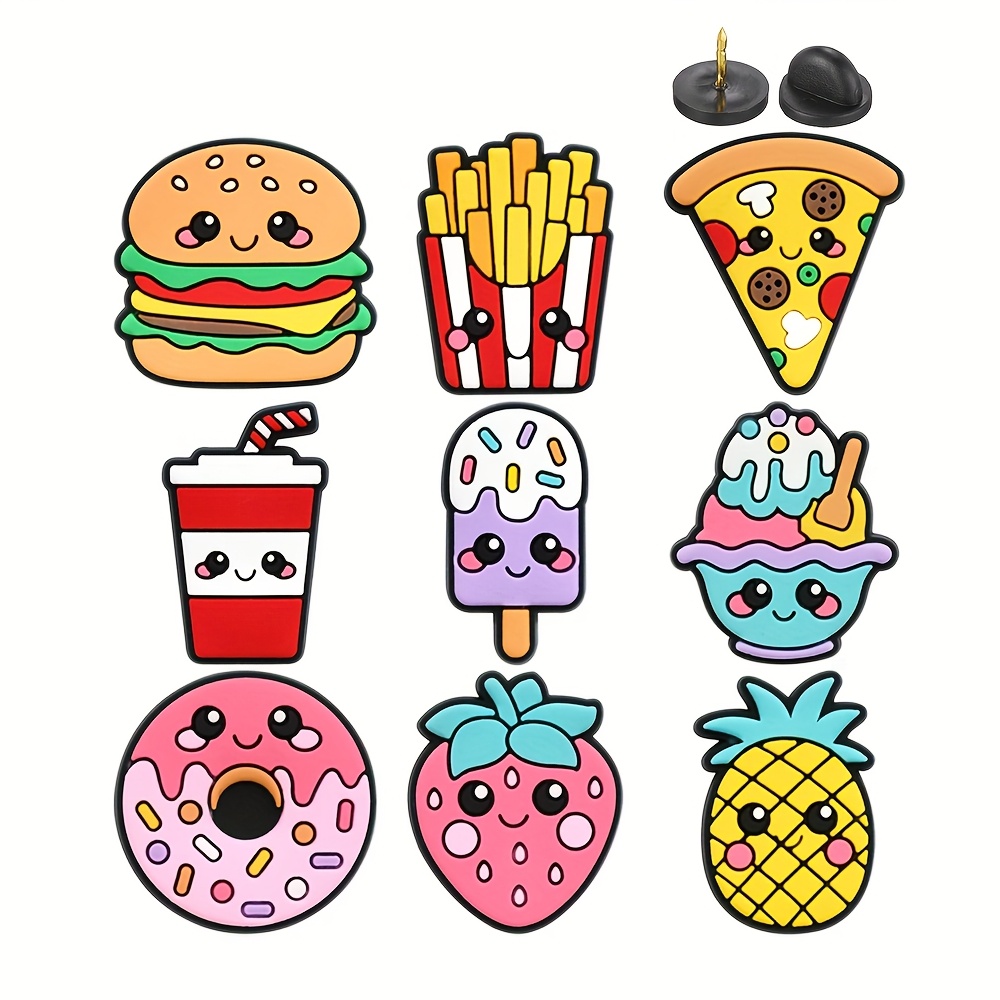 9pcs, Plastic, Brown Yellow Food Dessert Food Series Pattern Pins, Suitable For Backpack Collar Handmade Decorative Accessories