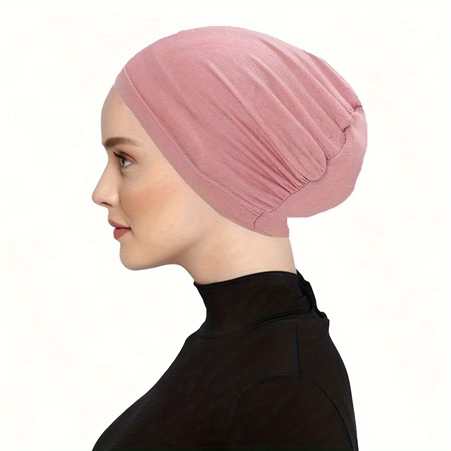 Bonnet de base plissé en coton élastique, bonnet hijab intérieur simple et polyvalent, couvre-chefs musulmans multicolores, cadeaux pour l Aïd