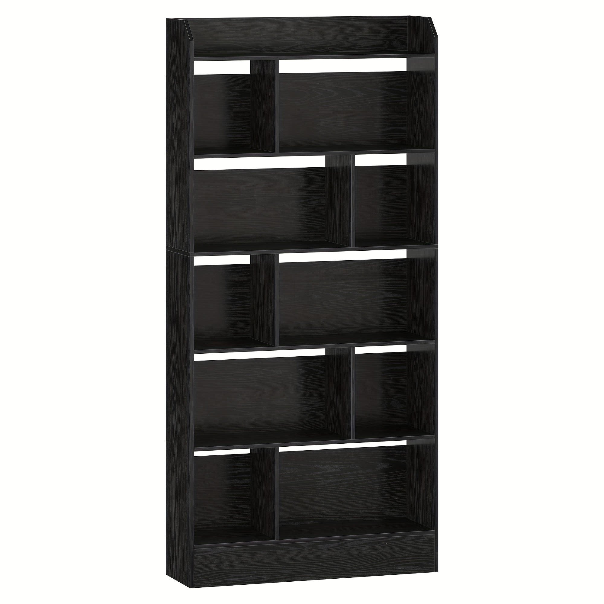 Bookshelf, Featuring 6 Sections, Storage Unit, Upright Shelf, Suitable For Living Room, Office, Bedroom, 24 X 80 X 170 Cm, Black, Mounted Closet Systems