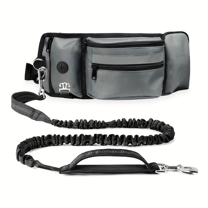 TEMU Large Dog Leash Hands Free With Multifunctional Pouch For , Dual Padded Handles And Durable Bungee For Walking, Jogging And Running Your Dog