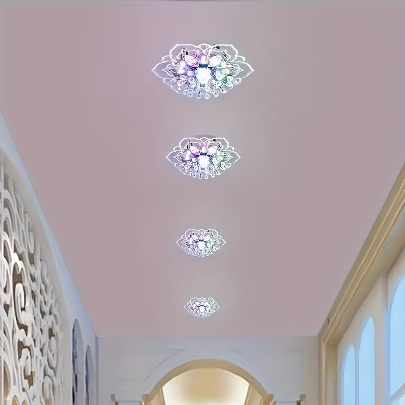 

1pc Modern Crystal Petal Led Ceiling Light, For Aisle, Hallway, Stairs, Villa, Gallery Kitchen Coffee Indoor Light, Semi Flush Mount