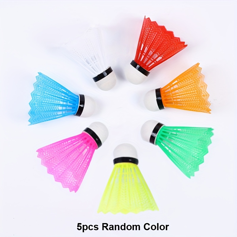 Image of 5pcs Vibrant Plastic Badminton Shuttlecocks - Durable Nylon And Lightweight, Colorful And Easy-to-track Balls For , Ideal For Outdoor And , Badminton Kit, Random Color