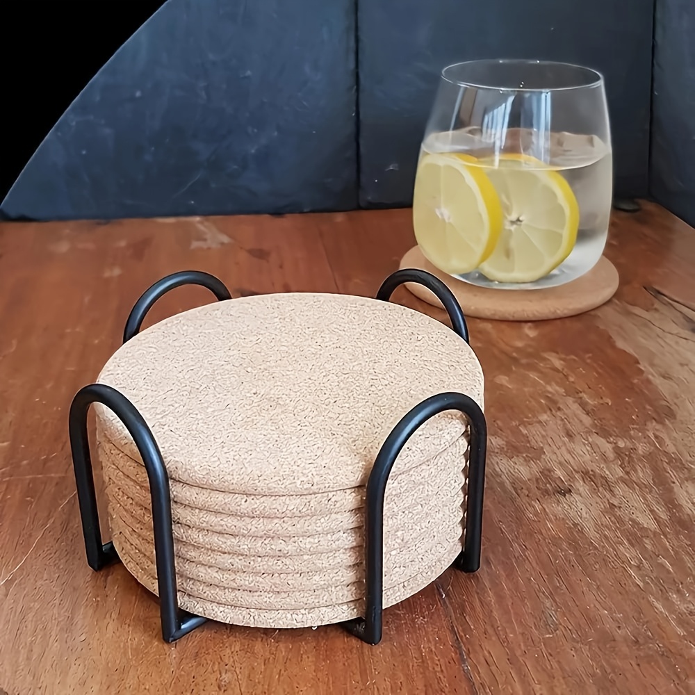E-shop - Stilvoller schwarzer Metall-Untersetzerhalter - Vielseitiges Regal für runde und quadratische Keramikuntersetzer, Badezimmer-Organizer- und