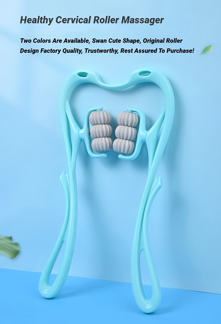 6 roller manual neck shoulder massager heavy duty handheld cervical with removable washable rollers swan   for posture   home office use portable relaxation tool Product details 4