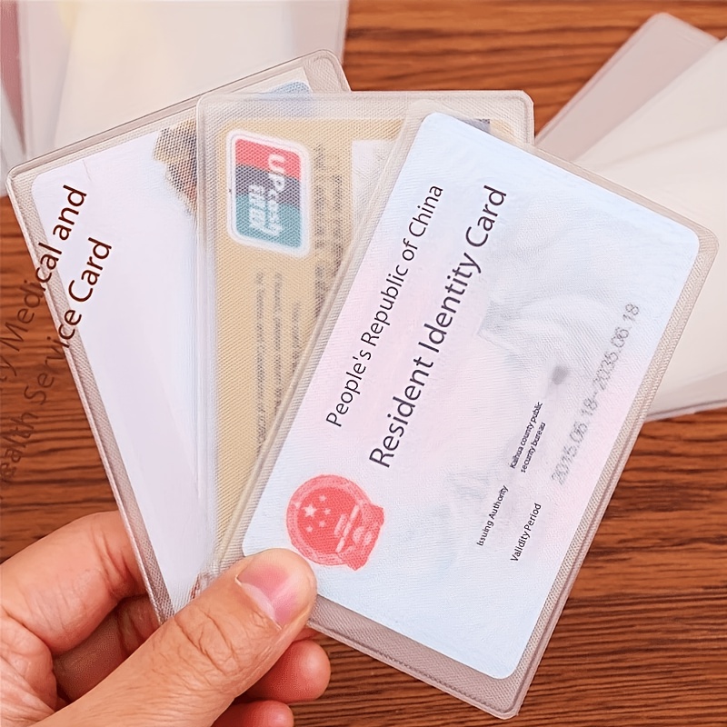 TEMU 4 piezas de tarjetero de PVC transparente - Impermeable, protección antimagnética para tarjetas de crédito, tarjetas bancarias, tarjetas de