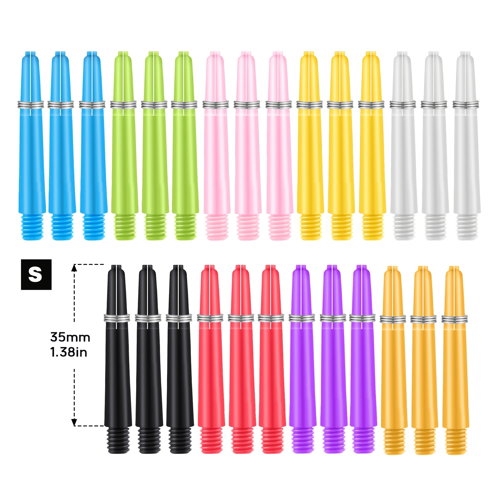 TEMU 27pcs Darts With Pc Shafts & 2ba Thread - Compatible For Soft/hard Darts, 3 Lengths (35mm/42mm/48mm), Multicolor Dart Tips Suitable For