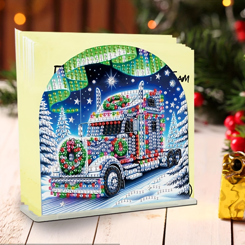 TEMU 1pc Christmas Truck Themed Acrylic Napkin Holder, Diy Special Shape Painting Kit, Acrylic Home Decor, Handmade Creative Craft, Suitable For Home