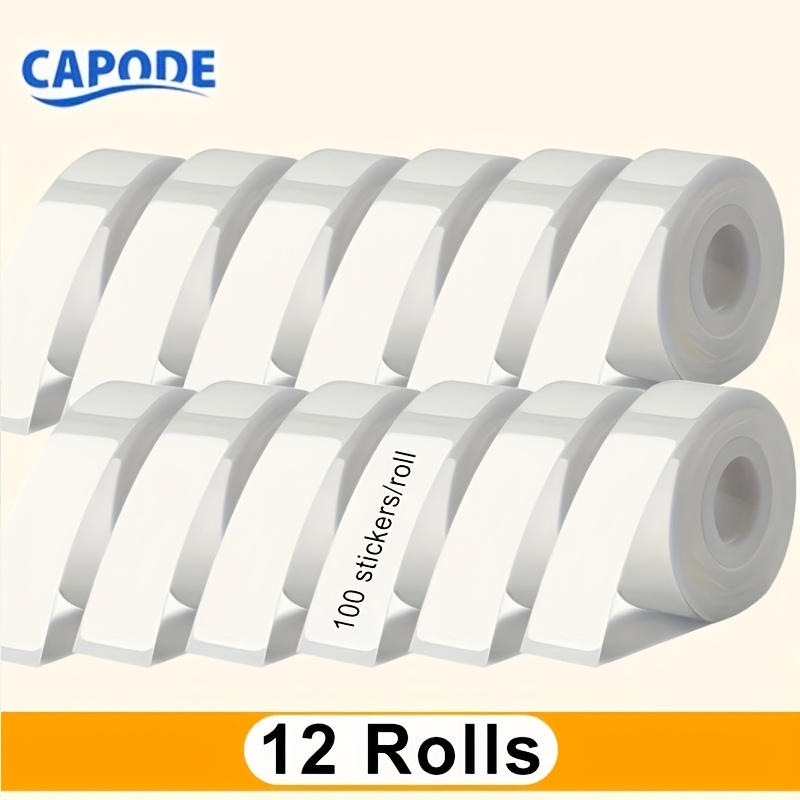 TEMU 12 Rouleaux d'Étiquettes Autocollantes Blanches - 12x40mm 0,472x1,57 pouces, Notes Adhésives Blanches, 100 Feuilles par Rouleau, Compatible avec