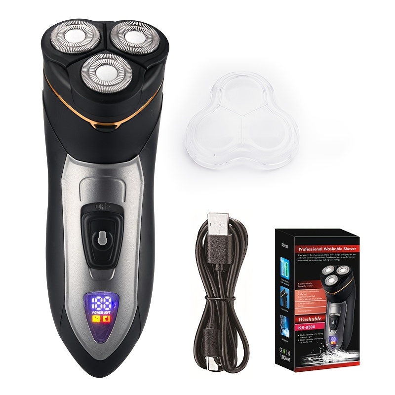 TEMU Rasoir électrique flottant 3D 2-en-1 pour homme, écran numérique intelligent à LED, lavable IPX6, tondeuse à barbe à chargement Type-C, rasoir