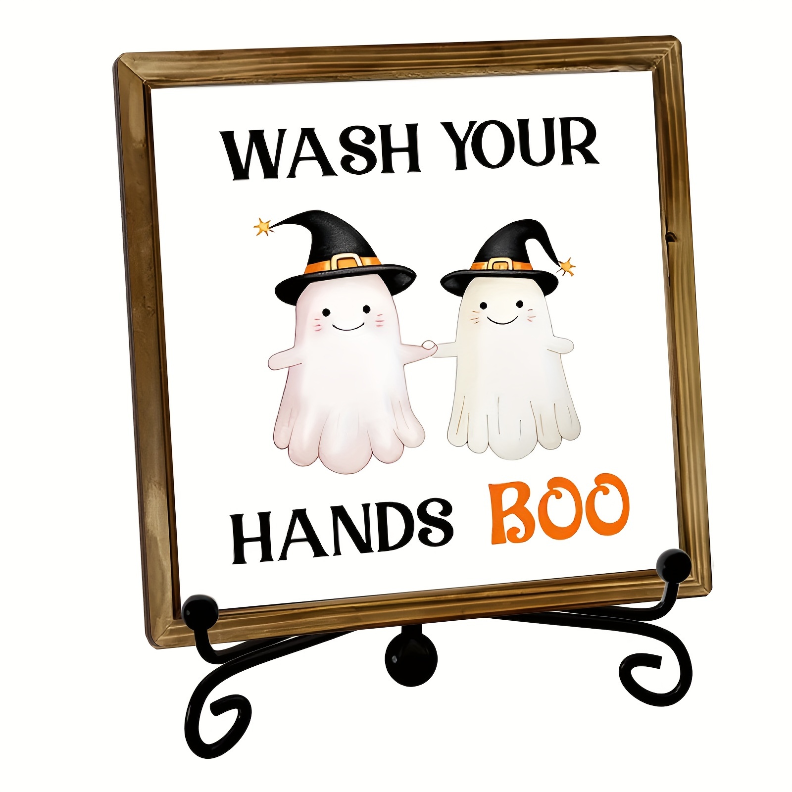 

Halloween Wooden Plaque Metal Stand - Boo Decor, Multipurpose Hanging For , No Needed, , For , , Colleagues