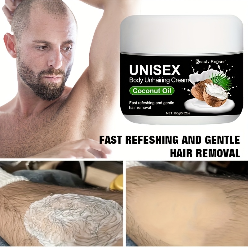 100g Refreshing and Fast Hair Removal Cream, Gentle Easy to Remove Hair, Non-irritating, for Armpits, Hands and Legs Hair Removal. Contains Coconut Oil and Mint, Fast Depilatory Cream Suitable for All Skin Types.