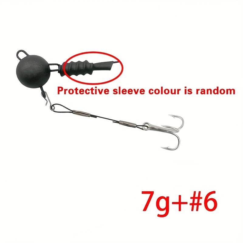 Yoto 1set Screwball Jig Head Rig With Hook For Soft Fishing Lures, Treble Hook For Pike Perch Zander