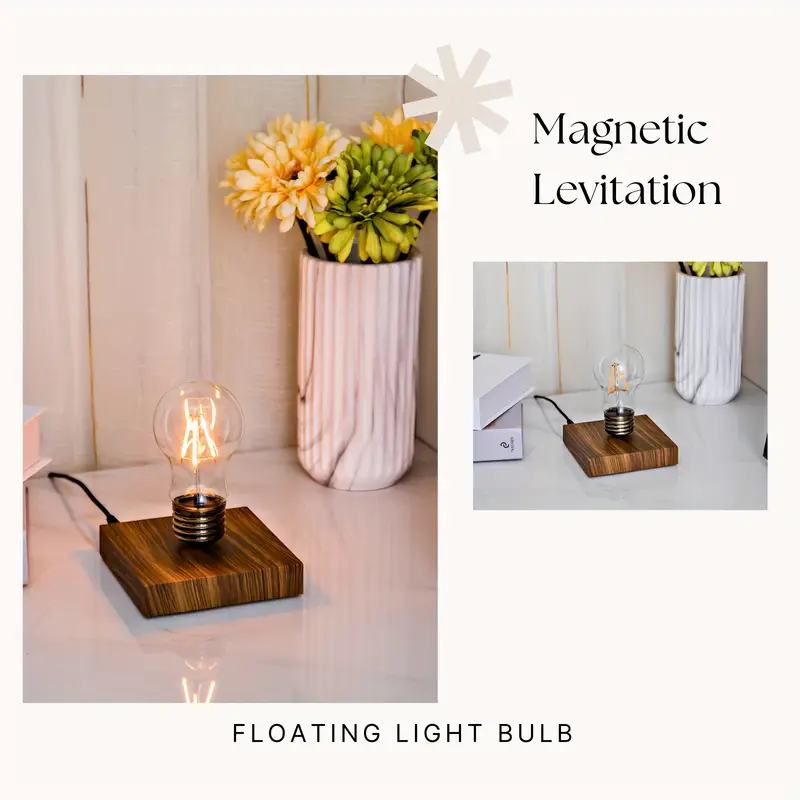 1pc Lampe à ampoule LED en - Design de suspension magnétique accrocheur - Lampe de table à magnétique flottante pour la décoration moderne de et du bureau, cadeau idéal détails 12