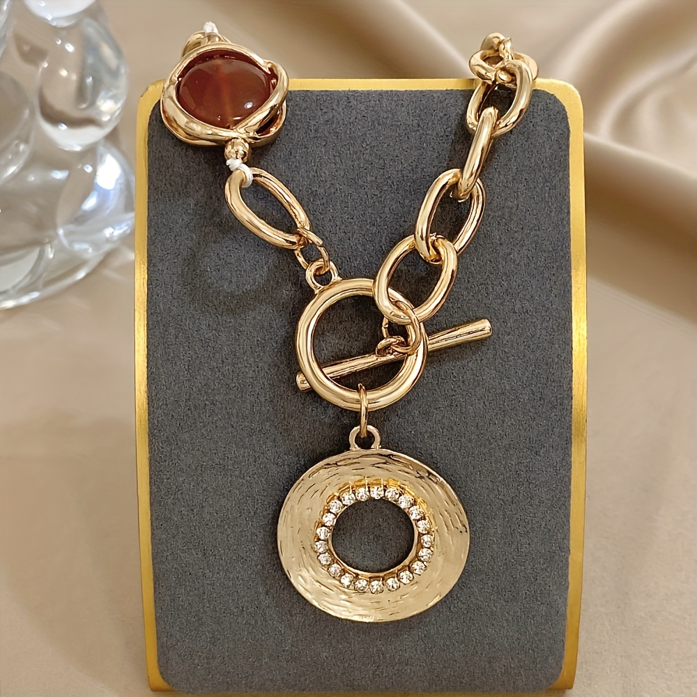 Image of 1pc Retro Eye Pendant Necklace Thick Chain Fashion Jewelry For Exquisite Perfect Gift, Suitable For Banquets Party
