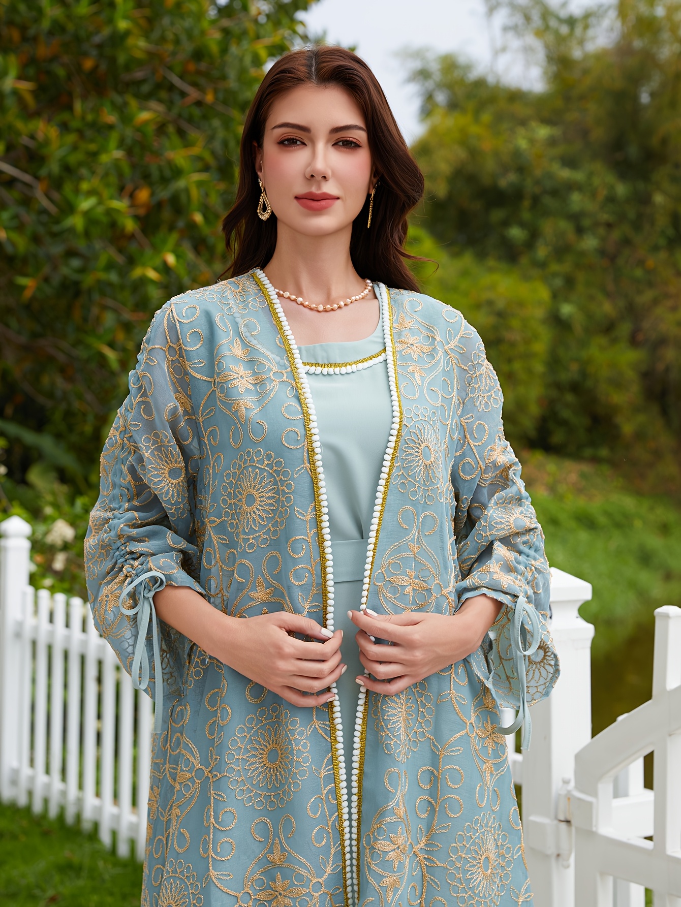 chinese dress ladies Marwa Fashion Arabic Dress for Women – Dubai Kaftan Islamic Muslim Cos –  Mujeza Honey main image 1