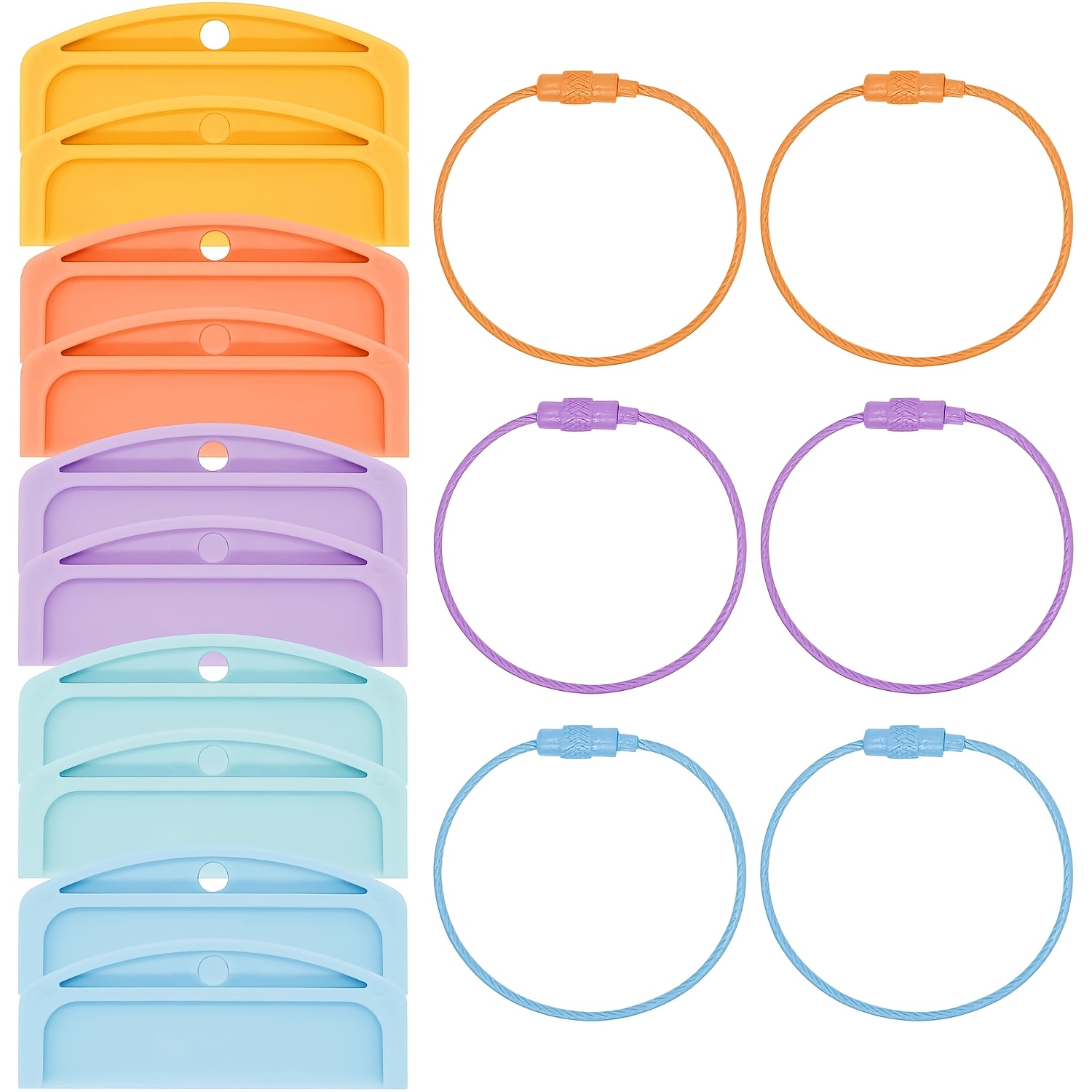 TEMU Lot de 10 porte-cartes réutilisables à 6 anneaux, étui de rangement pour anneaux de cartes, accessoires de , pratiques à transporter en voyage,