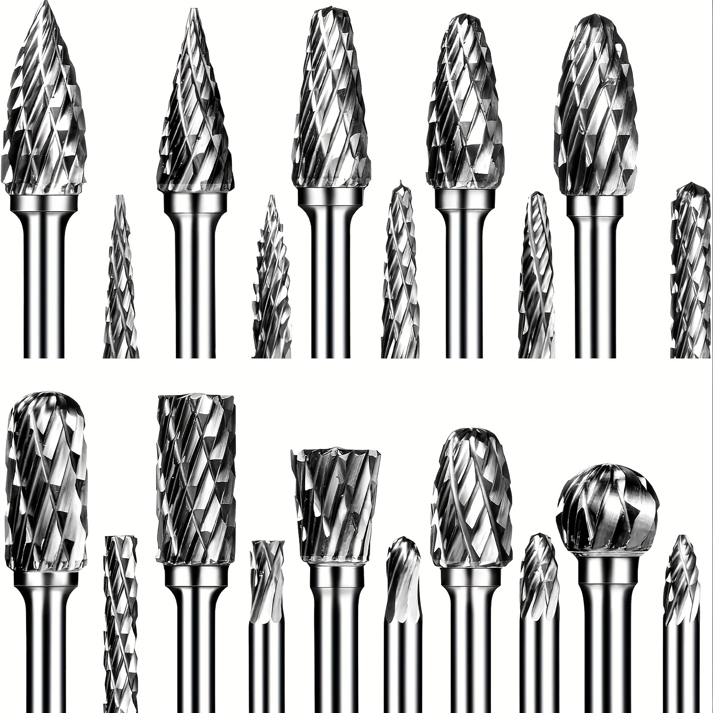 

20pcs Carbide Burr Set For Rotary Tools - 1/8" Shank, For Metalworking, Wood Carving, Engraving & Polishing