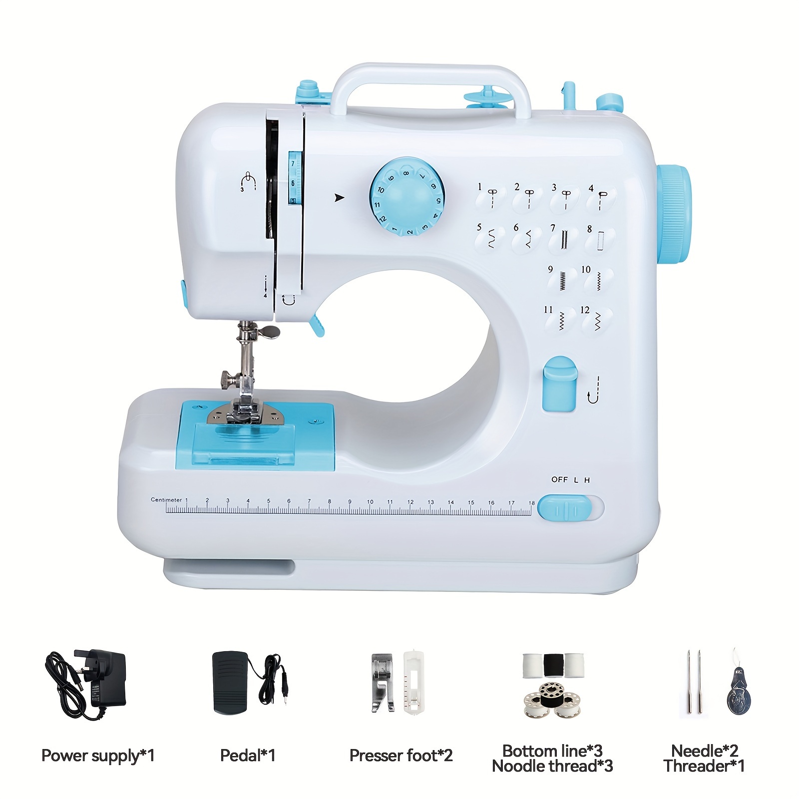 TEMU 12 Sewing Machine, Household Sewing Machine, Electric Sewing Machine, Mini Portable Sewing Machine, Double--speed Reverse