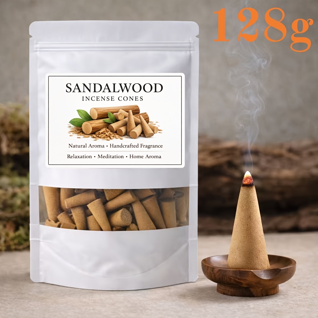 Image of Natural Sandalwood Incense Cones, Gentle And Long-lasting Fragrance, , Suitable For Home, Meditation, Yoga, And Daily Relaxation, A Quiet And Comfortable Atmosphere