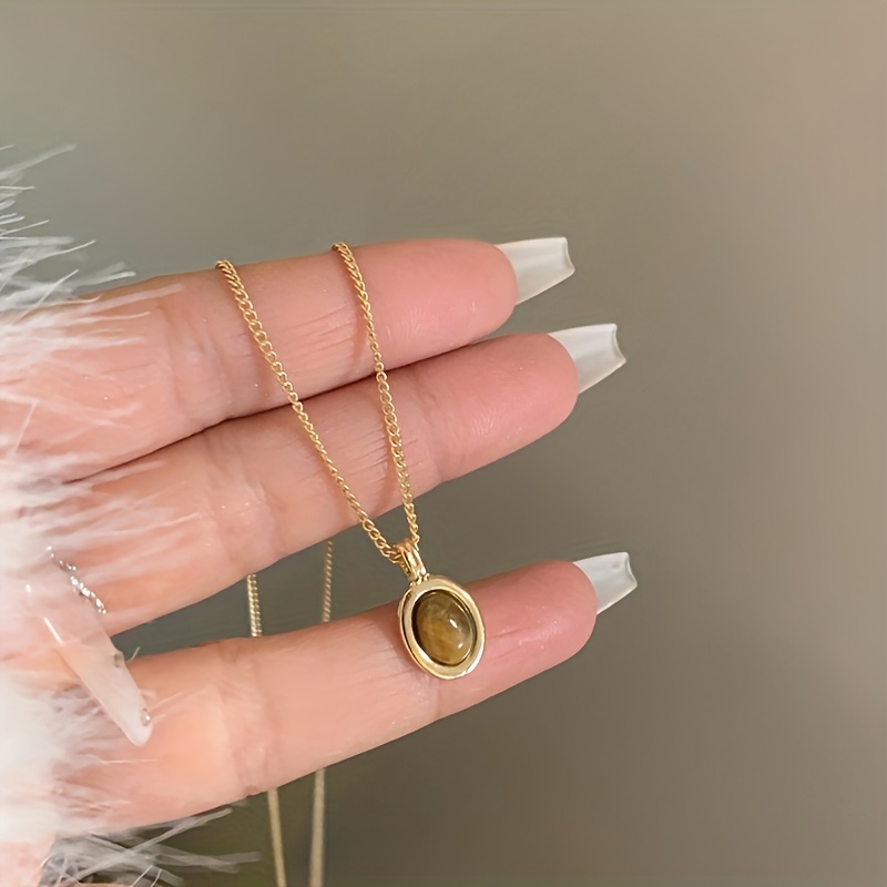 TEMU 1pc Colgante Elegante de en Piedra Natural, Collar Minimalista Único para Mujer, Versátil Para a Día