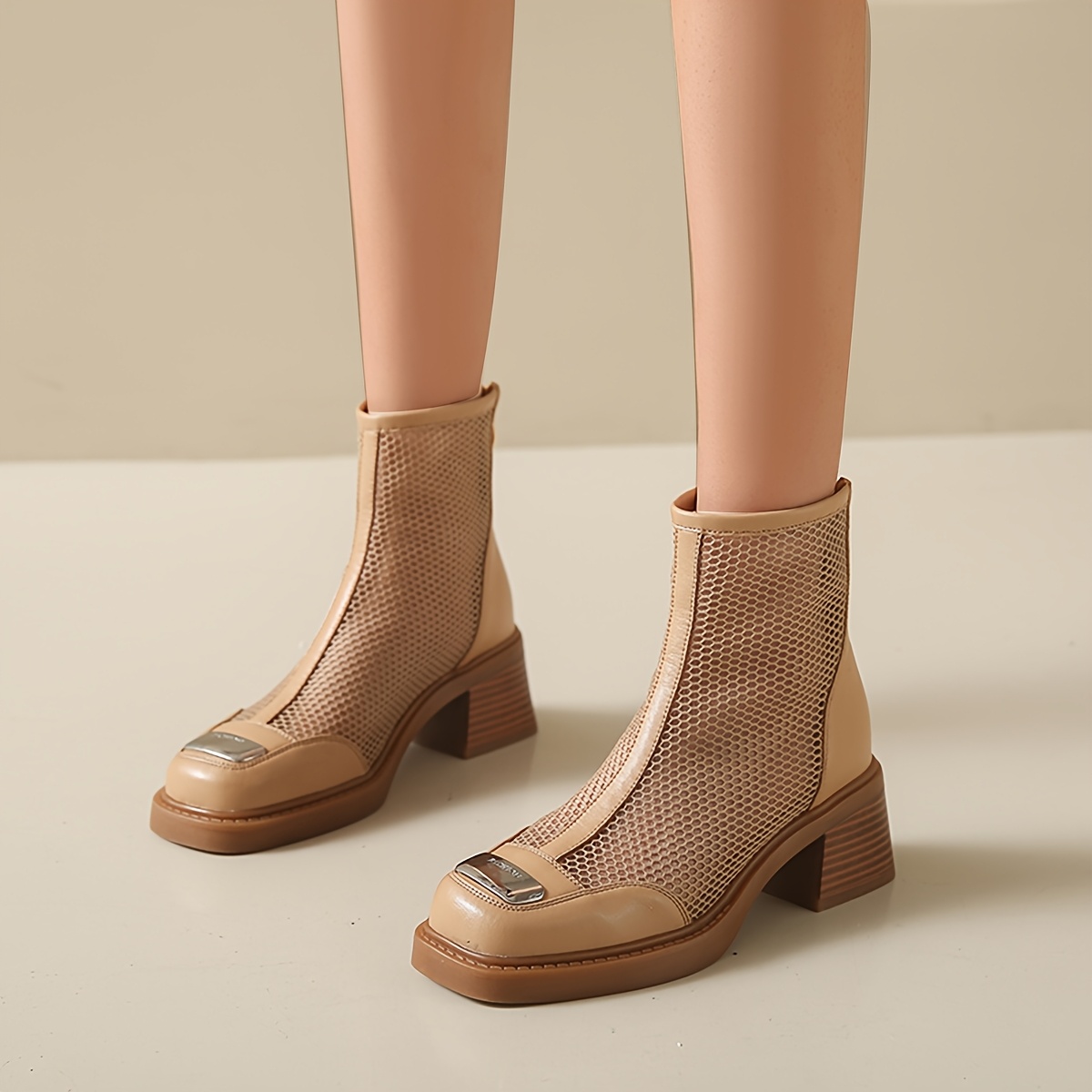 Stivaletti Donna Con Tacco 5cm - In Vera Pelle E Maglia, Eleganti E Comodi