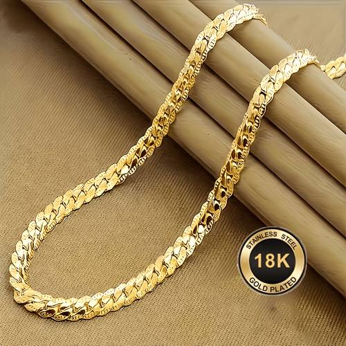 1pc 18k golden plated fashionable elegant unisex necklace perfect engagement wedding gift anniversary present trendy accessory durable material valentines day gift
