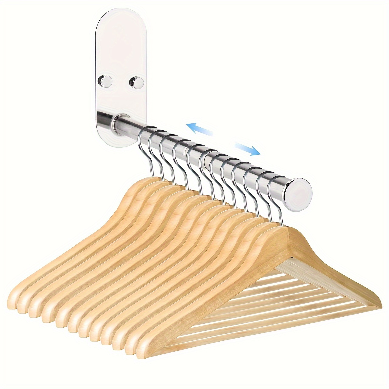 

Adjustable Wall-mounted Clothes Hanger Rack: 2-section Stainless Steel, Space-saving Design, Wall-mounted Clothes Hanger Organizer, Suitable For Drilling Or Adhesive Installation