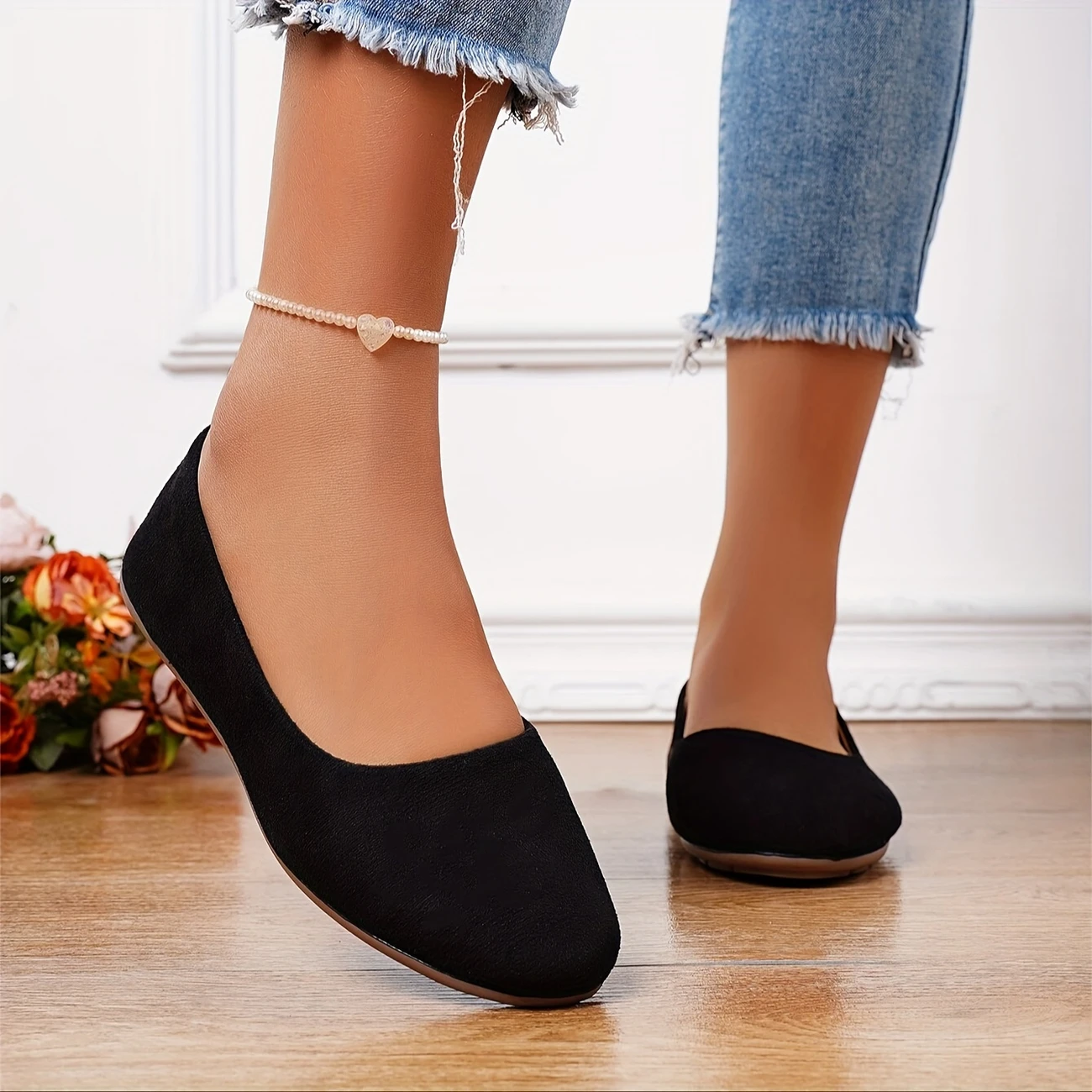 womens solid color minimalist flats soft sole lightweight slip on walking shoes shallow mouth daily footwear details 6