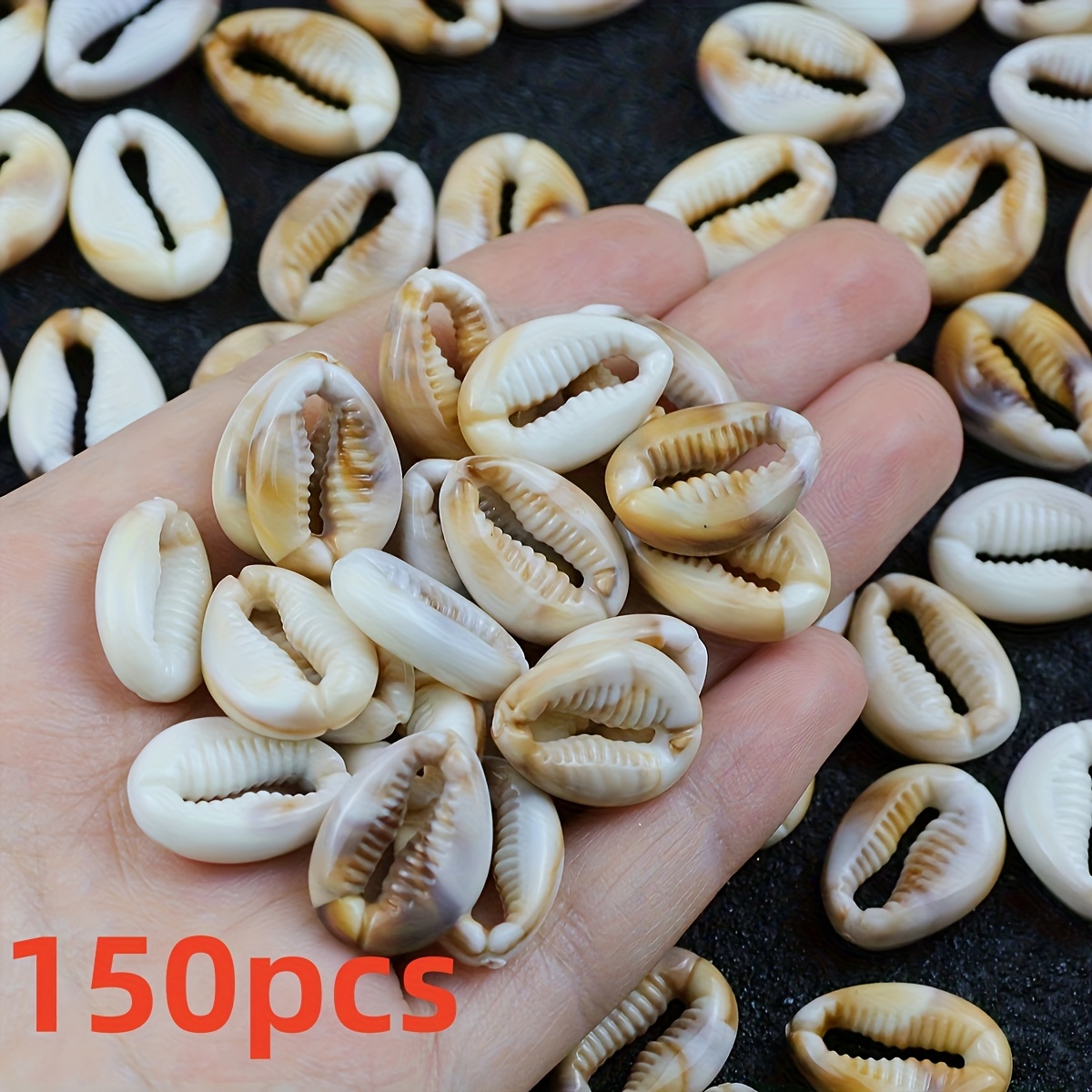 Image of 150pcs Durable Acrylic Shell Shaped Beads, Size 10x15mm, With Long-lasting Textured Perforated Beads, Suitable For Making, Bracelets, Necklaces, Earrings And Craft Accessories, Decorative Beads