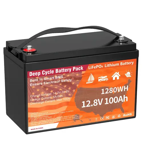 1pc 12v 100ah lifepo4 lithium battery with 100a bms low temperature protection 1280w with deep cycle lithium battery system storage rv off grid life trolling motor trailer