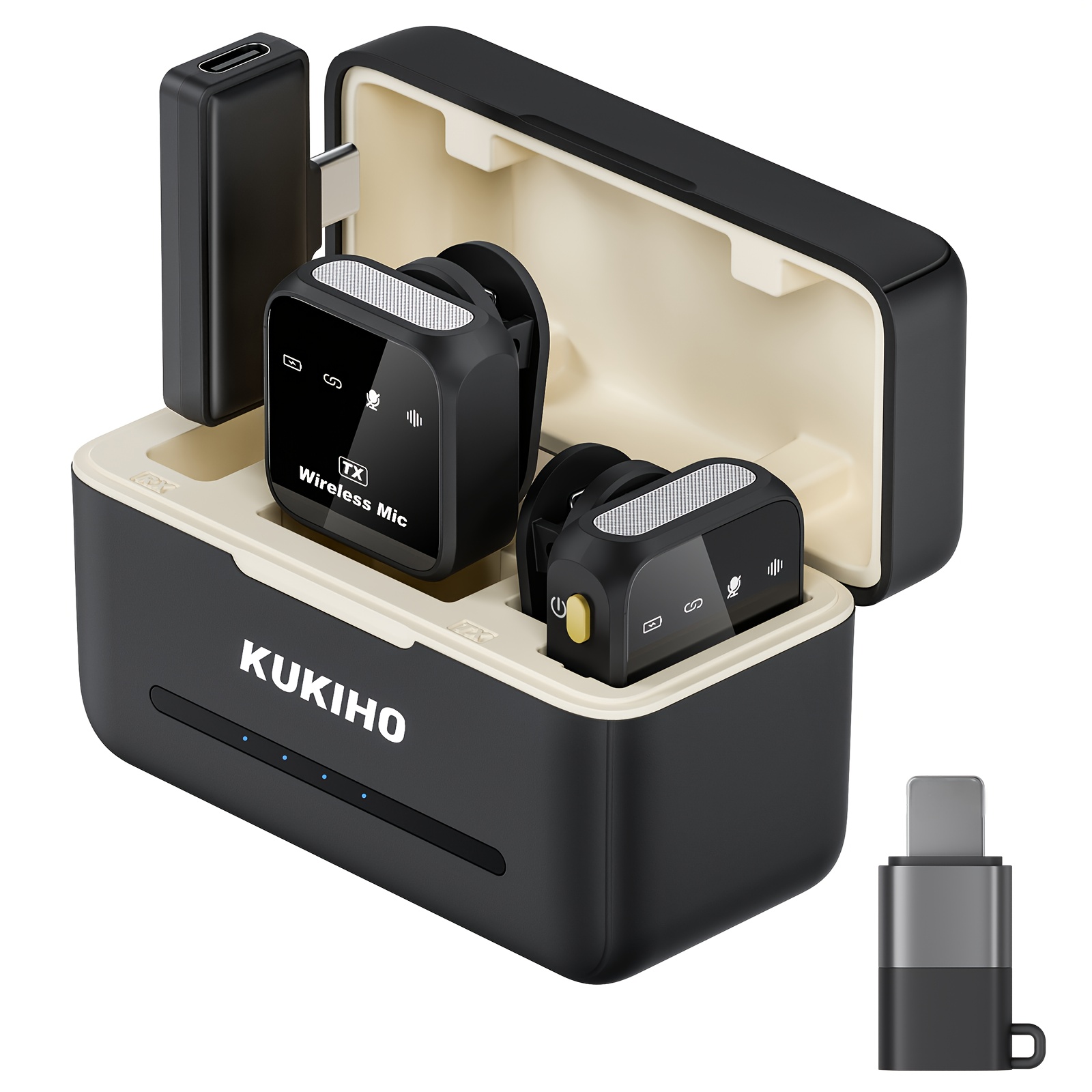 item picture wireless lavalier microphone for iphone ipad   with charging case 80h   noise cancellation 164ft range   clip on lapel mic for youtube video recording vlog live streaming