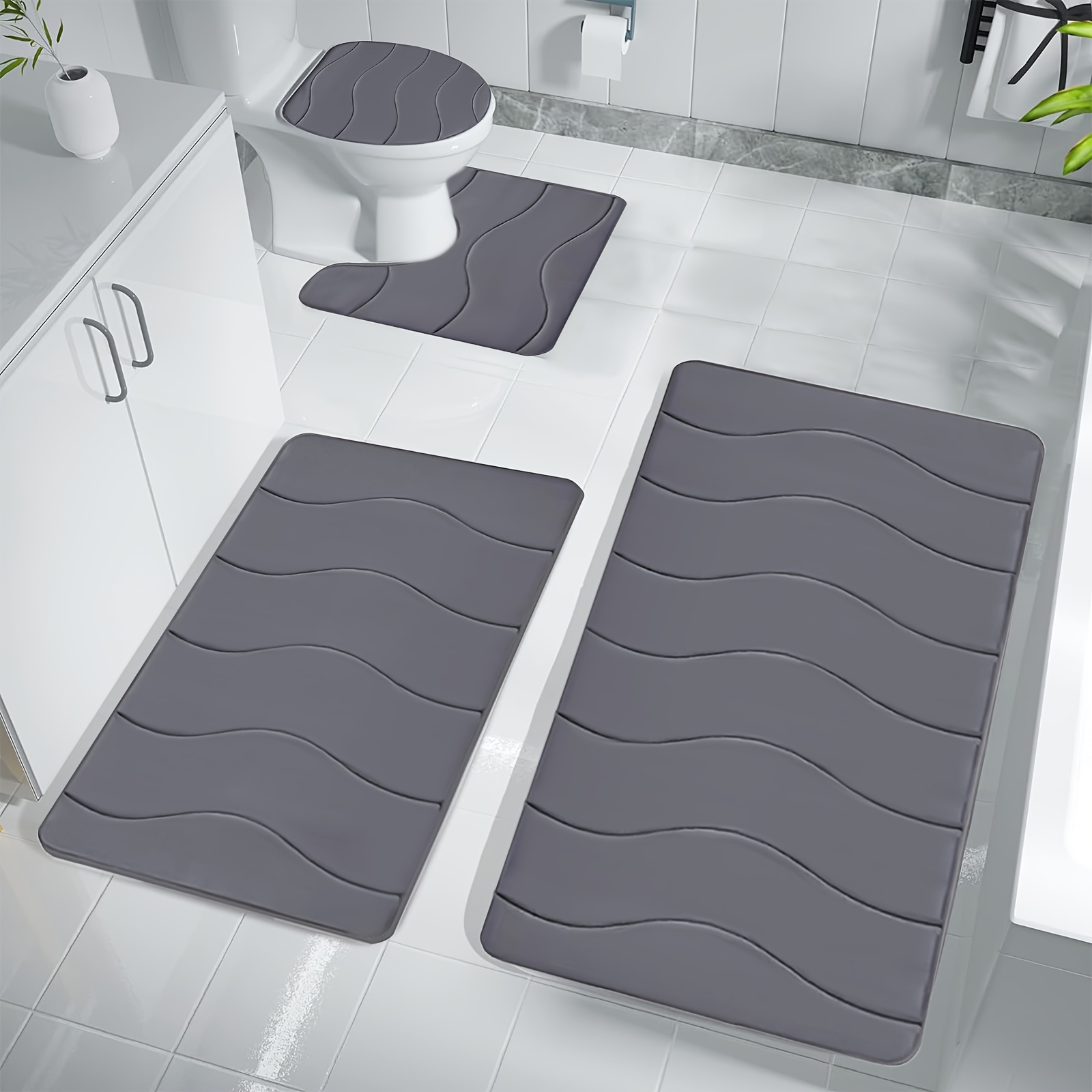 

- 4pcs Bathroom Rug Set - Foam, & For Tub, &