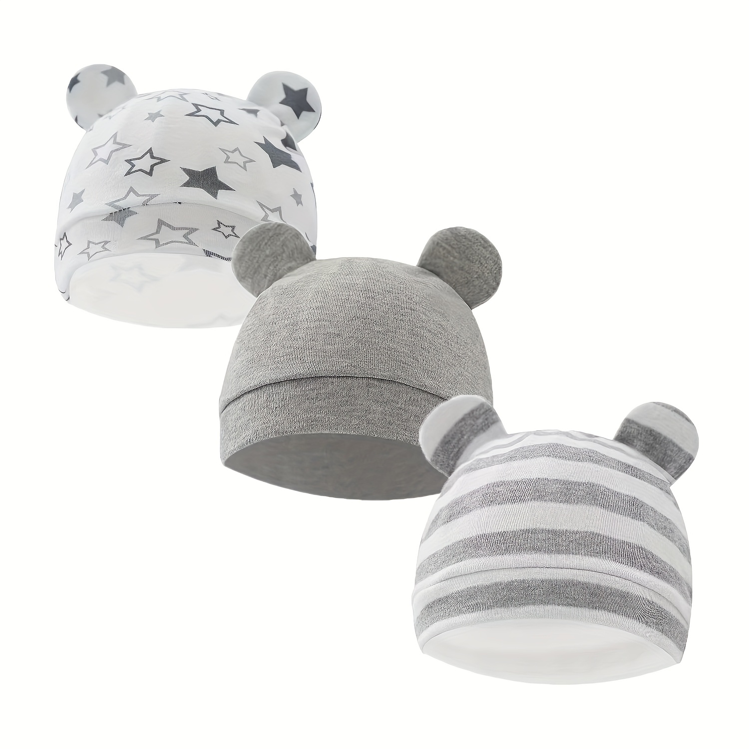 3pcs 's Hat Bear Ears 's Hat Boys Girls Hat 's Brimless Beanie 0-6 Months