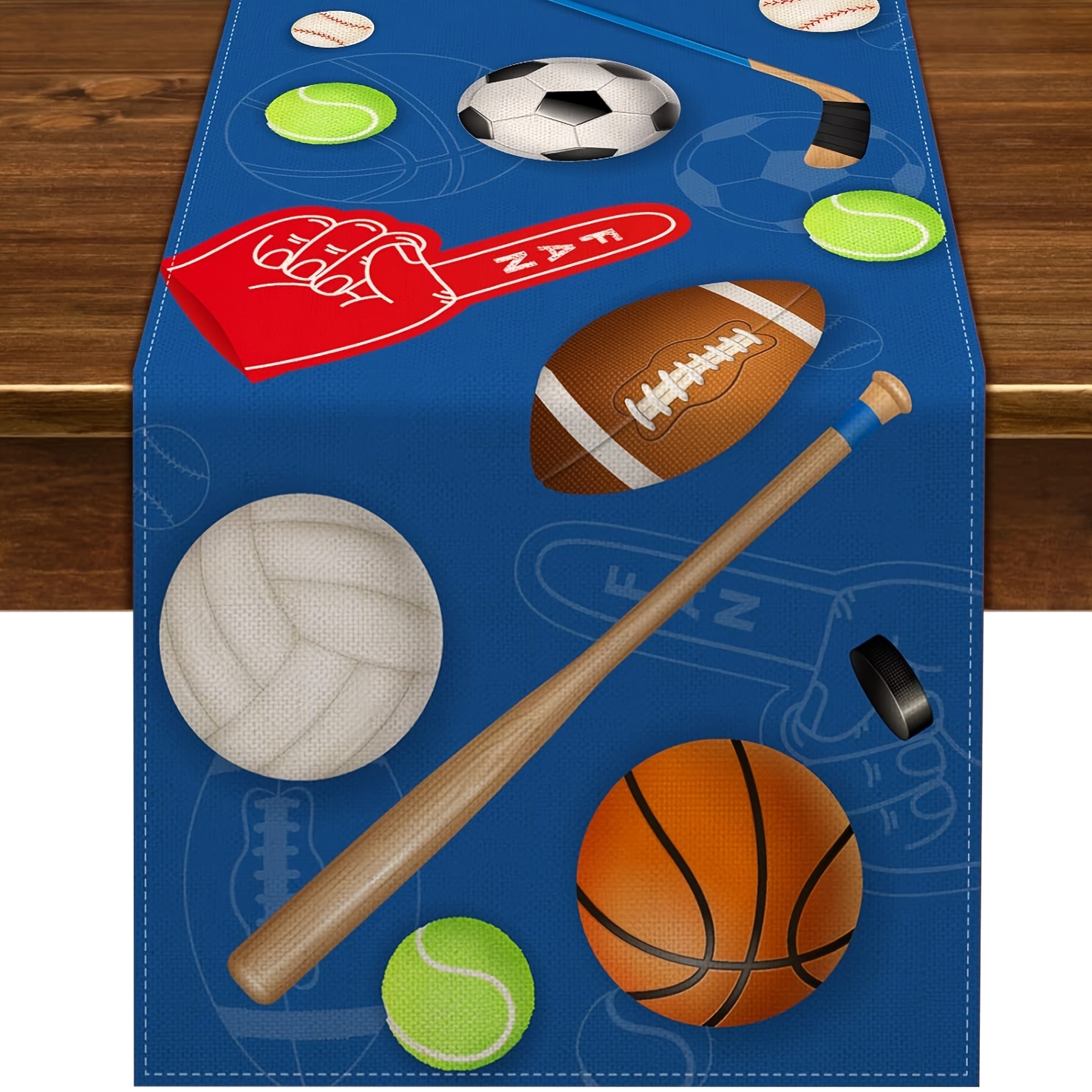 

1pc, Sport Ball Table Runner For Sports Themed Birthday Party Decorations Superstar Linen Home Kitchen Decor, Room Decoration, Aesthetic Room Decor, Bedroom Decor, Home Decoration, House Decor