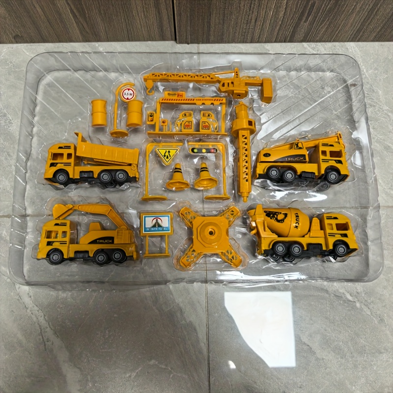 Children's Pull-Back Toy Car Set with Construction Vehicles