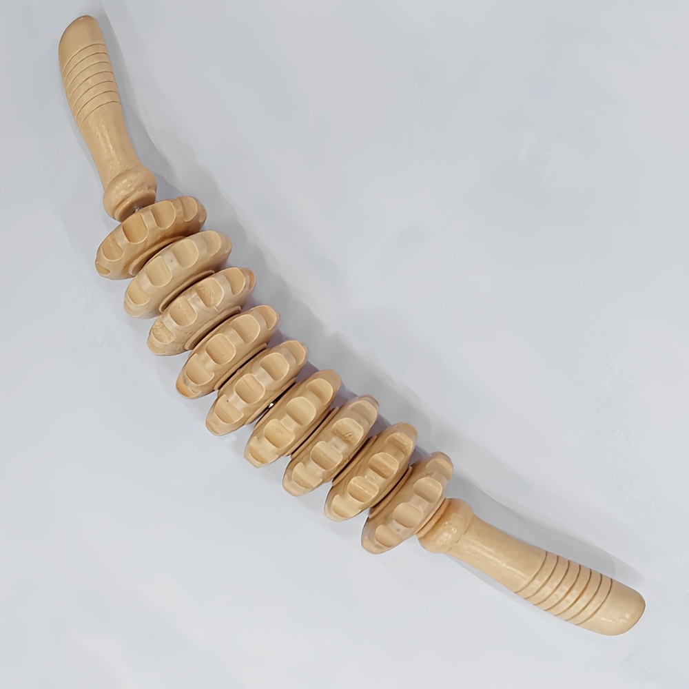 Image of Wooden Massage Roller, Wooden Massage Tool, Body Roller, Roller, Fascia Relaxer, Wooden Massager For Lymatic And (curved Shape)