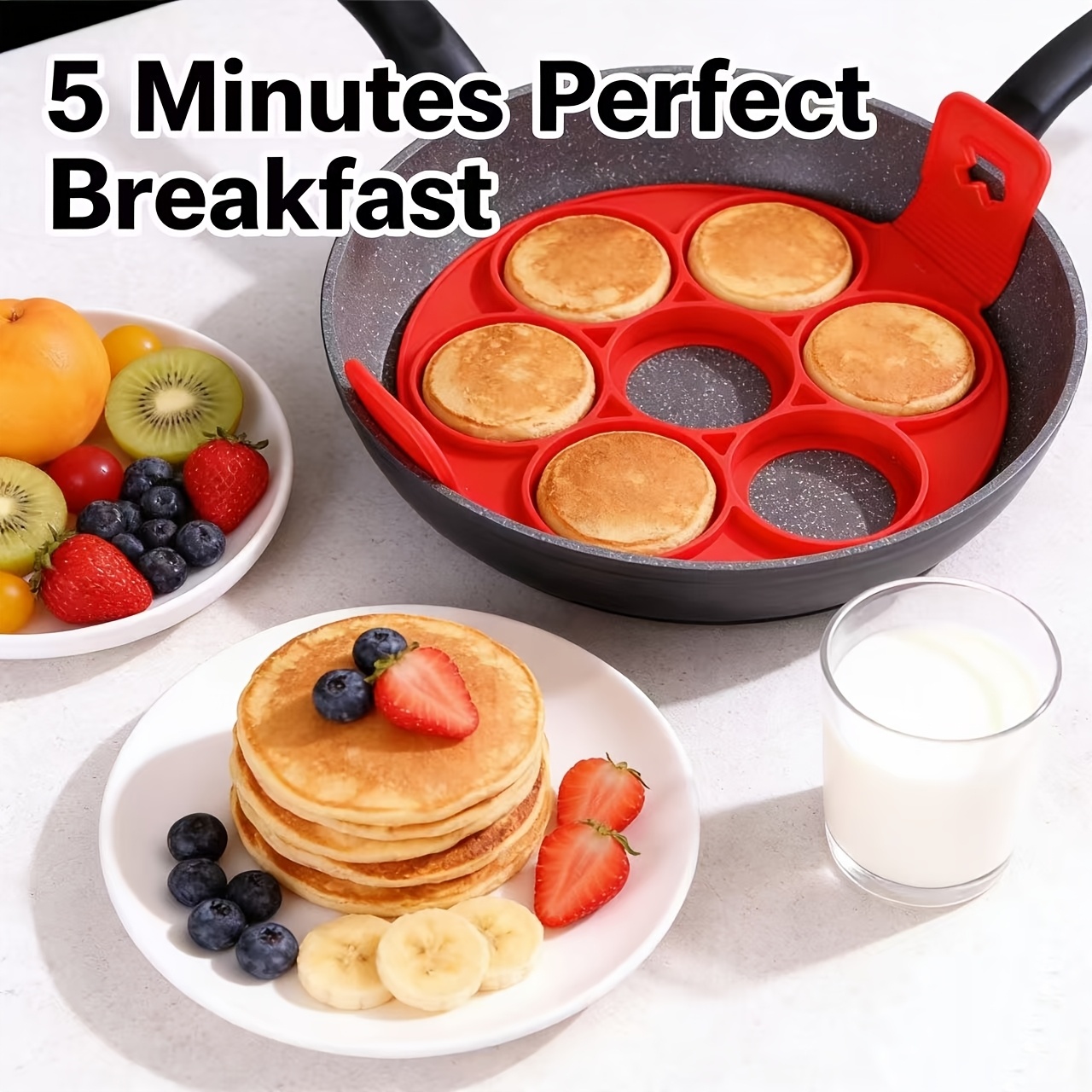 Moldes de silicona para panqueques y huevos, bandejas antiadherentes para hornear, utensilios de cocina de desayuno fáciles de limpiar, ideales para comidas de calidad de restaurante en casa