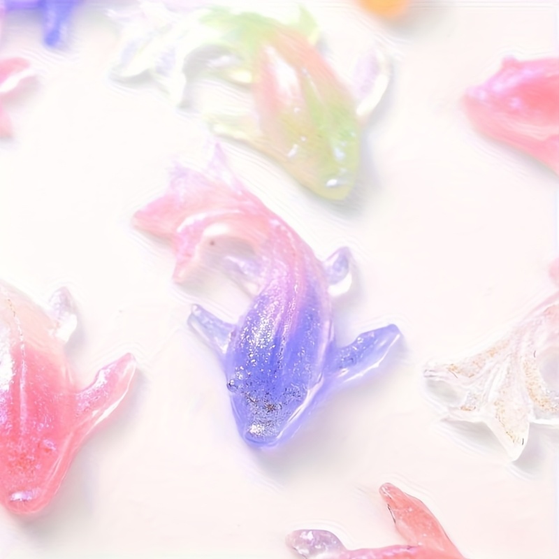 Image of 40pcs/pack -the-dark Mini Resin Fish Loose Beads, Ideal For Diy Nail Art 3d Fish Convex Round Beads, Phone Case Decorations, And Other Crafts