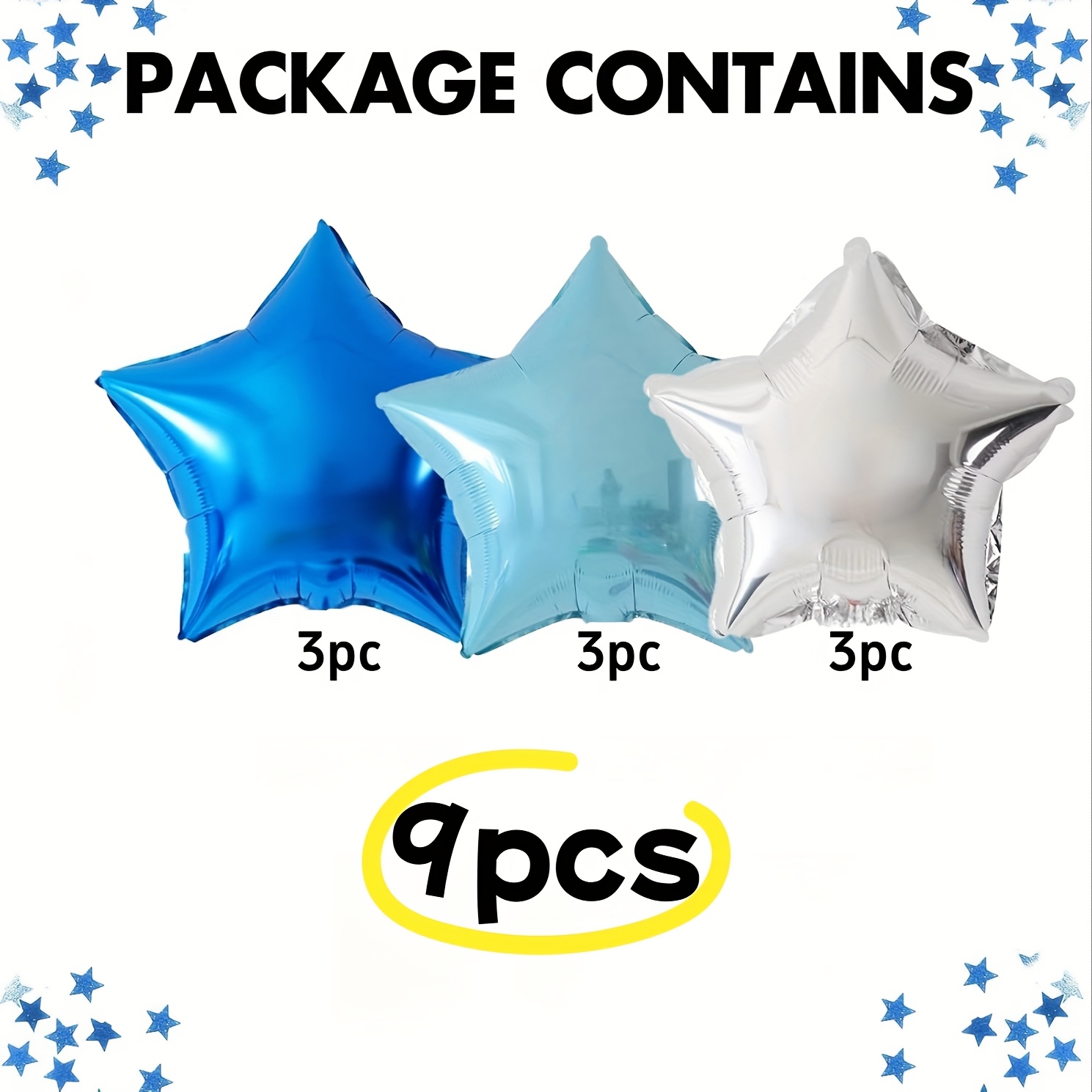 Blue Silvery Foil Star Balloons, 18 Inches Balloons For Helium, Blue Silvery Helium Birthday Balloons, Party Foil Balloon Set For Graduation Wedding Birthday Party Decorations