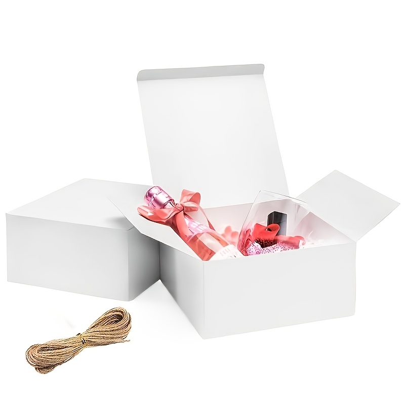 TEMU 8pcs Pack Wholesale Suitable For Retail Packaging - Minimalist Textured Gift Boxes With Hemp Rope Decor, White//black Empty Storage Boxes
